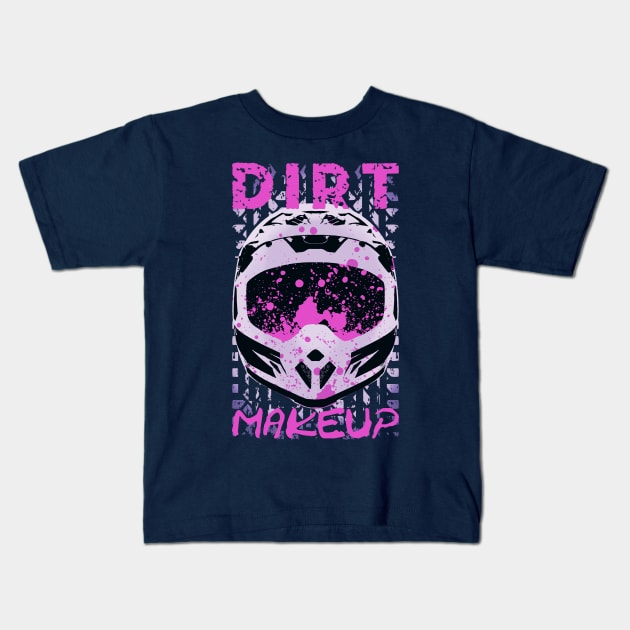 Dirt Makeup | Dirt Bike Graphic Design Kids T-Shirt by TMBTM